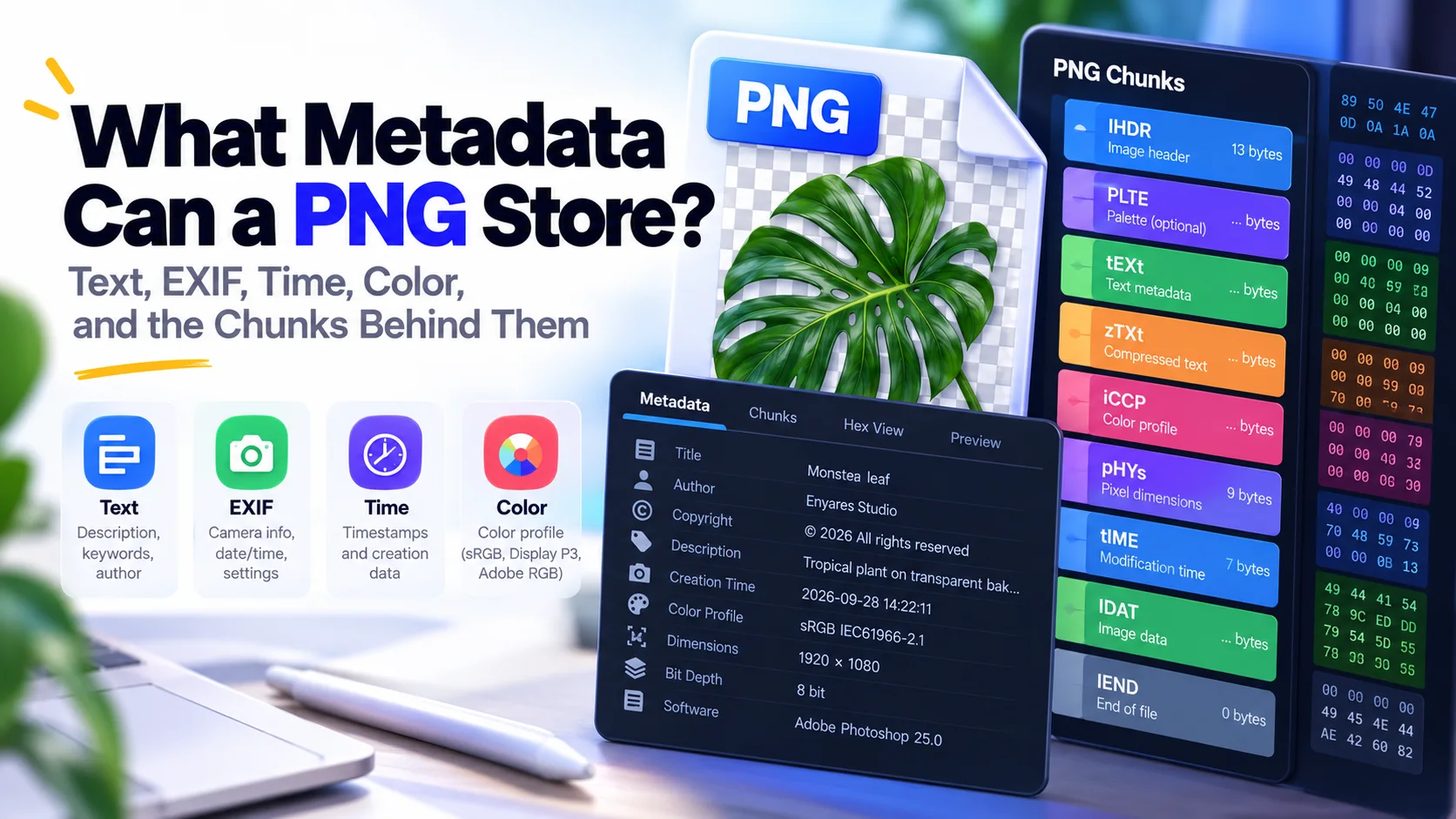 What Metadata Can a PNG Store? Text, EXIF, Time, Color, and the Chunks Behind Them